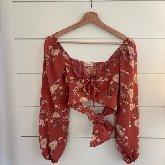 Altar'd State Tops - Altar’d State Long Sleeve Floral Rust Top